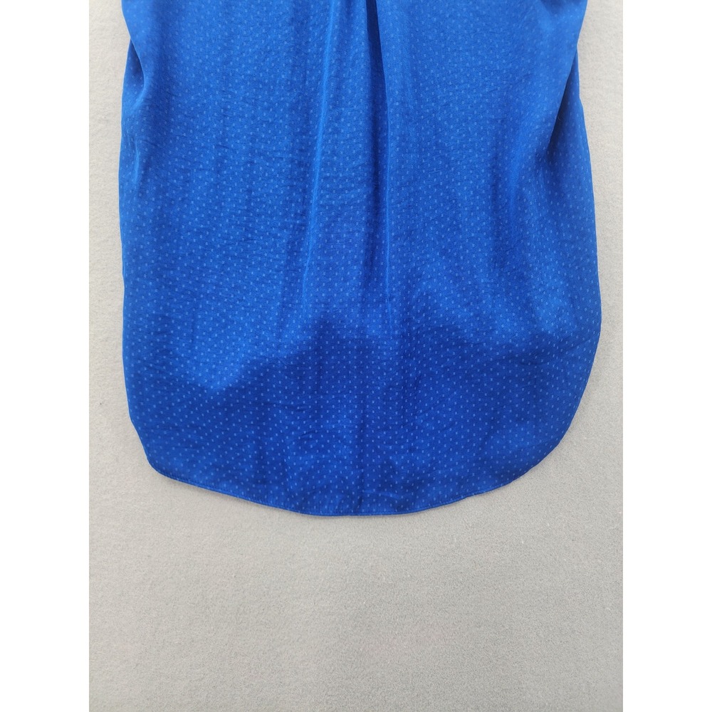 Forever 21 Royal Blue Dotted Sleeveless Blouse V-Neck Wrap Front High Low Top S - Picture 8 of 10